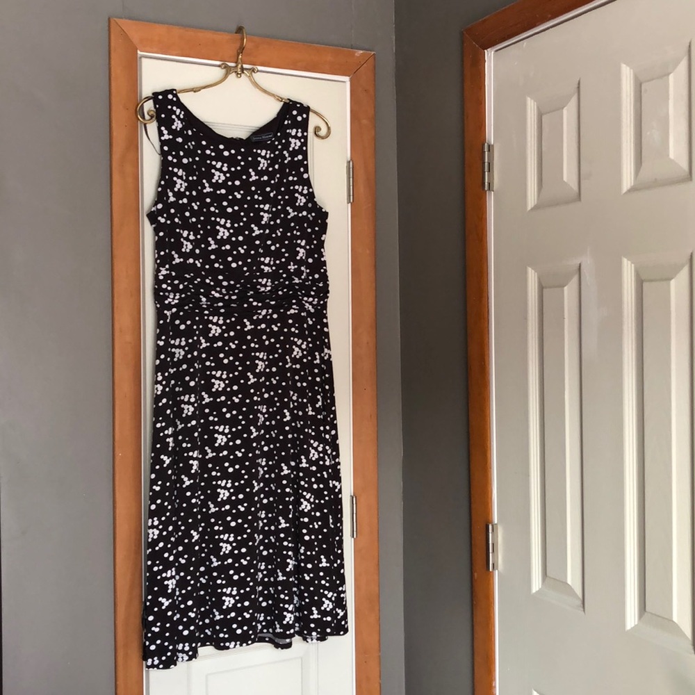 Brown and White Polka Dot Long Dress Size 16